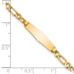 14k Polished Semi-Solid Chain/Solid Plate Figaro Link Soft Diamond Shape 19.5x5.5mm Plate 7 inch ID Bracelet - 2