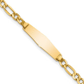 14k Polished Semi-Solid Chain/Solid Plate Figaro Link Soft Diamond Shape 19.5x5.5mm Plate 7 inch ID Bracelet - 2