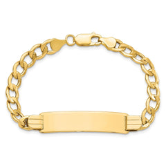14k Polished Semi-Solid Chain/Solid Plate Curb Link 37.5x10mm Plate 7 inch ID Bracelet
