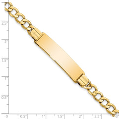 14k Polished Semi-Solid Chain/Solid Plate Curb Link 37.5x10mm Plate 7 inch ID Bracelet