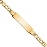 14k Polished Semi-Solid Chain/Solid Plate Curb Link 37.5x10mm Plate 8 inch ID Bracelet
