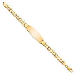 14k Polished Semi-Solid Chain/Solid Plate Curb Link Soft Diamond Shape 39x14mm Plate 7 inch ID Bracelet - 2
