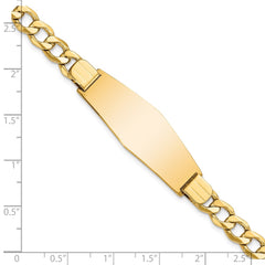 14k Polished Semi-Solid Chain/Solid Plate Curb Link Soft Diamond Shape 39x14mm Plate 7 inch ID Bracelet - 2