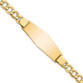 14k Polished Semi-Solid Chain/Solid Plate Curb Link Soft Diamond Shape 39x14mm Plate 7 inch ID Bracelet - 2