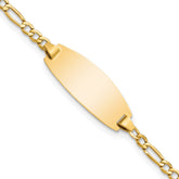 14k Polished Semi-Solid Chain/Solid Plate Figaro Link Oval 18.5x8.5mm Plate 5.5 inch Baby/Child ID Bracelet