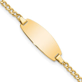 14k Polished Semi-Solid Chain/Solid Plate Curb Link Oval 18.5x8.5mm Plate 5.5 inch Baby/Child ID Bracelet