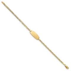 14k Polished Semi-Solid Chain/Solid Plate Anchor Link Oval 18.5x8.5mm Plate 6 inch Baby/Child ID Bracelet