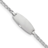 14k White Gold Polished Semi-Solid Chain/Solid Plate Anchor Link Oval 18.5x8.5mm Plate 6 inch Baby/Child ID Bracelet