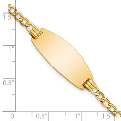14k Polished Semi-Solid Chain/Solid Plate Curb Link Oval 25x11.5mm Plate 8 inch ID Bracelet