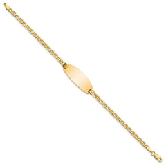 14k Polished Semi-Solid Chain/Solid Plate Anchor Link Oval 25x11.2mm Plate 8 inch ID Bracelet