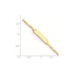 14k Polished Solid Chain/Solid Plate Figaro Link 18.5x5mm Plate 6 inch Baby/Child ID Bracelet