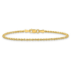 14K 8 inch 2mm Semi Solid Diamond-cut Rope with Lobster Clasp Chain