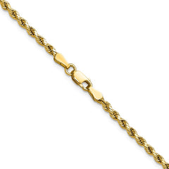 14K 24 inch 2.5mm Semi Solid Diamond-cut Rope with Lobster Clasp Chain