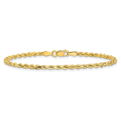14K 8 inch 2.5mm Semi Solid Diamond-cut Rope with Lobster Clasp Chain