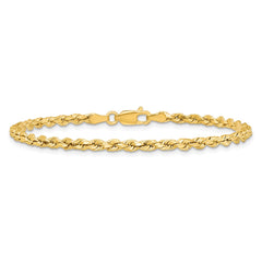14K 7 inch 3mm Semi Solid Diamond-cut Rope with Lobster Clasp Chain