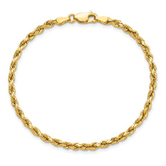 14K 8 inch 3mm Semi Solid Diamond-cut Rope with Lobster Clasp Chain