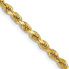 14K 22 inch 3mm Semi Solid Diamond-cut Rope with Lobster Clasp Chain