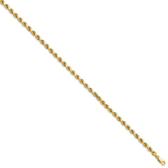 14K 8 inch 4mm Semi Solid Diamond-cut Rope with Lobster Clasp Chain