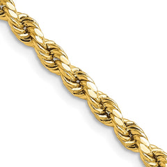 14K 22 inch 4mm Semi Solid Diamond-cut Rope with Lobster Clasp Chain