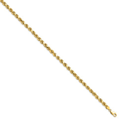 14K 8 inch 4.9mm Semi Solid Diamond-cut Rope with Lobster Clasp Chain