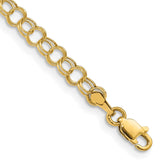 14k 4mm Hollow Double Link 7 inch Charm Bracelet