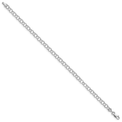 14k White Gold 4mm Hollow Double Link 7 inch Charm Bracelet