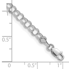 14k White Gold 4mm Hollow Double Link 7 inch Charm Bracelet