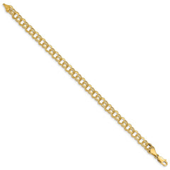 14k 6mm Solid Double Link 8 inch Charm Bracelet
