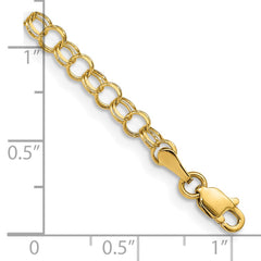 14k 4mm Solid Double Link 8 inch Charm Bracelet - 2