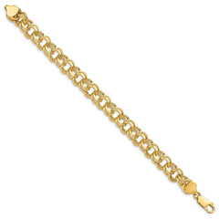 14k 10mm Solid Double Link 7 inch Charm Bracelet