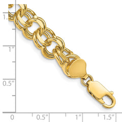 14k 10mm Solid Double Link 7 inch Charm Bracelet