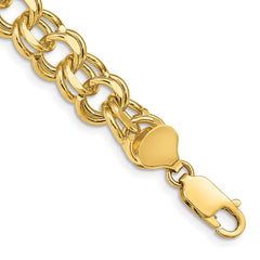 14k 10mm Solid Double Link 7 inch Charm Bracelet