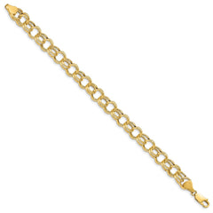 14k 8.5mm Hollow Double Link 8 inch Charm Bracelet
