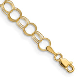 14k 6mm Solid Triple Link 8 inch Charm Bracelet