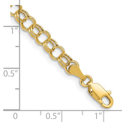 14k 5mm Hollow Double Link 7 inch Charm Bracelet