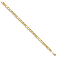 14k 6mm Hollow Double Link 7 inch Charm Bracelet