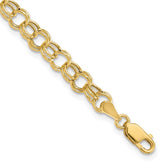 14k 6mm Hollow Double Link 7 inch Charm Bracelet