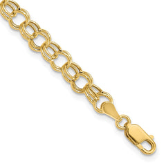 14k 6mm Hollow Double Link 8 inch Charm Bracelet