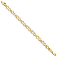 14k 6mm Hollow Double Link 7 inch Charm Bracelet - 2