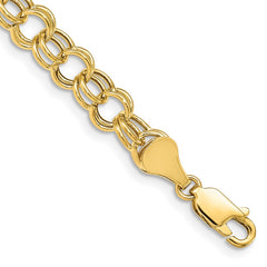 14k 6mm Hollow Double Link 7 inch Charm Bracelet - 2