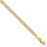 14k 3.5mm Solid Double Link 7 inch Charm Bracelet