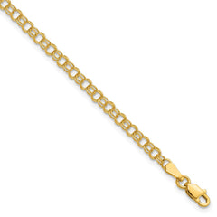 14k 3.5mm Solid Double Link 7 inch Charm Bracelet