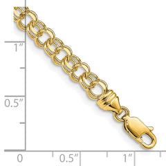 14k 4.75mm Diamond-cut Solid Heavy Double Link 7 inch Charm Bracelet