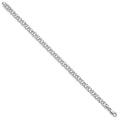 14k White Gold 4.75mm Diamond-cut Solid Heavy Double Link 7 inch Charm Bracelet