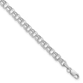 14k White Gold 4.5mm Hollow Diamond-cut Double Link 7 inch Charm Bracelet