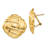 14k Polished & Satin Omega Back Post Earrings