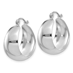 14k White Gold Polished 10.5mm Tapered Hoop Earrings