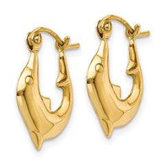 14k Polished Dolphin Hoop Earrings - 4