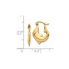 14k Polished Dolphin Hoop Earrings - 4