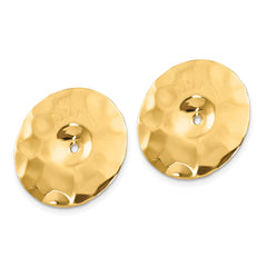 14k Polished Hammered Disc Earring Jackets - 2